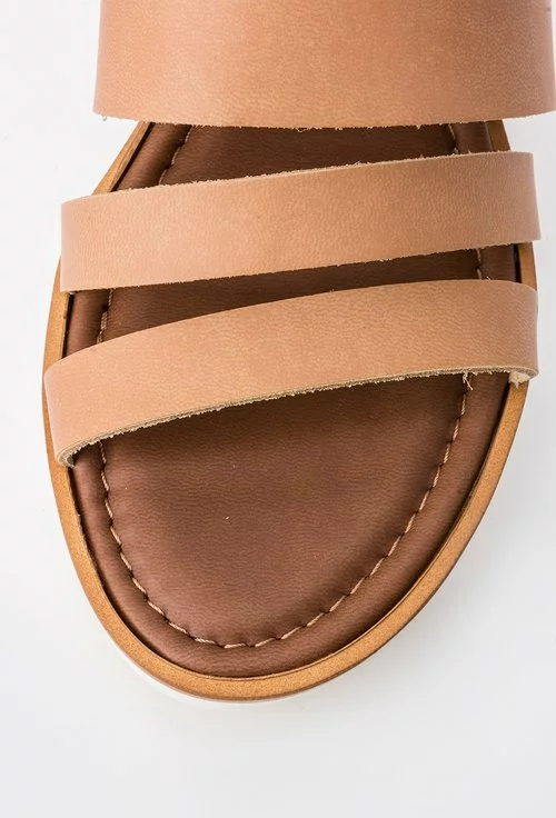 Sandale maro-aluna din piele naturala Lorys