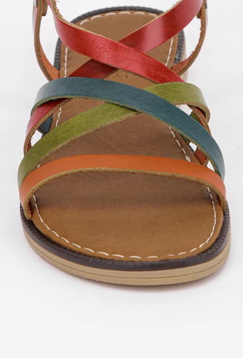 Sandale multicolore cu barete subtiri din piele naturala