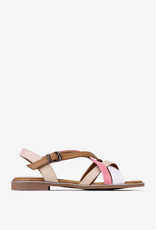 Sandale multicolore din piele cu detaliu sclipitor