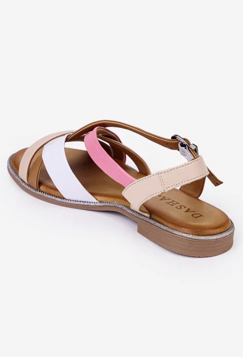 Sandale multicolore din piele cu detaliu sclipitor