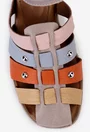 Sandale multicolore din piele cu toc
