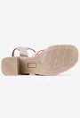 Sandale multicolore din piele cu toc