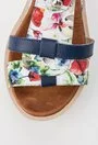 Sandale navy din piele naturala cu imprimeu floral Larise