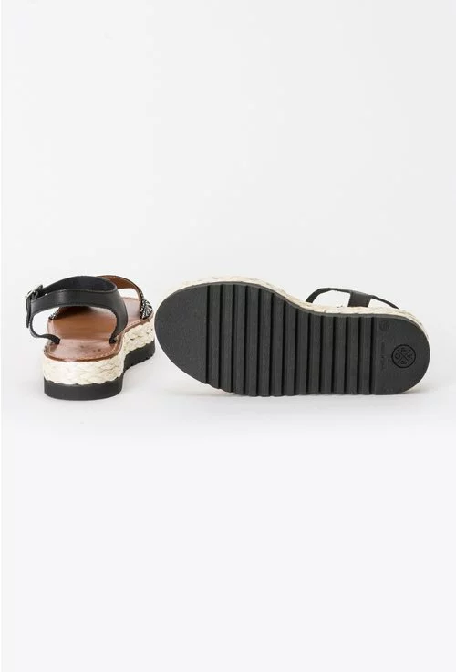 Sandale negre cu alb din piele naturala Arina