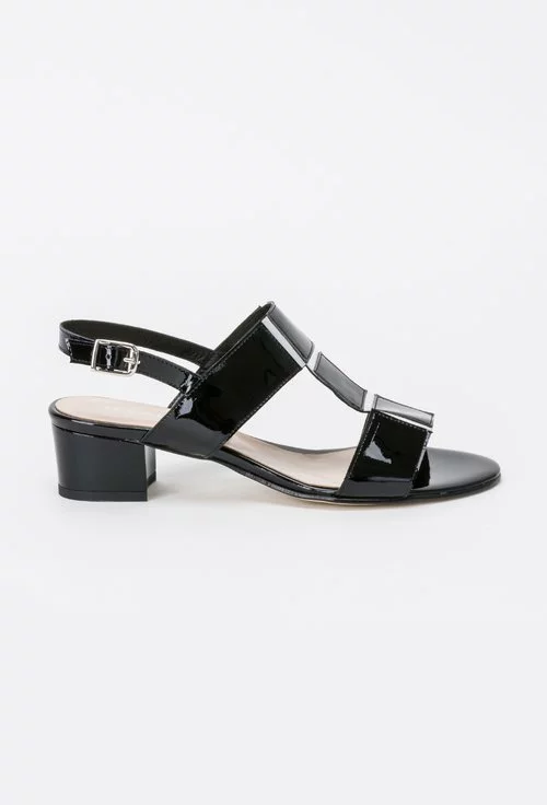 Sandale negre cu argintiu din piele naturala Silvia