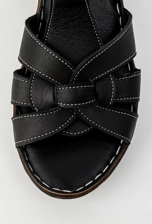 Sandale negre cu platforma din piele naturala Anisia