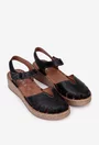 Sandale negre din piele cu inchidere scai