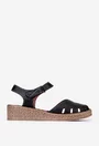 Sandale negre din piele cu inchidere scai