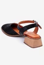 Sandale negre din piele cu model perforat