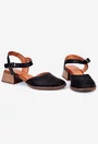 Sandale negre din piele cu model perforat