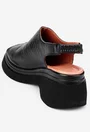 Sandale negre din piele cu platforma