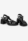 Sandale negre din piele lacuita