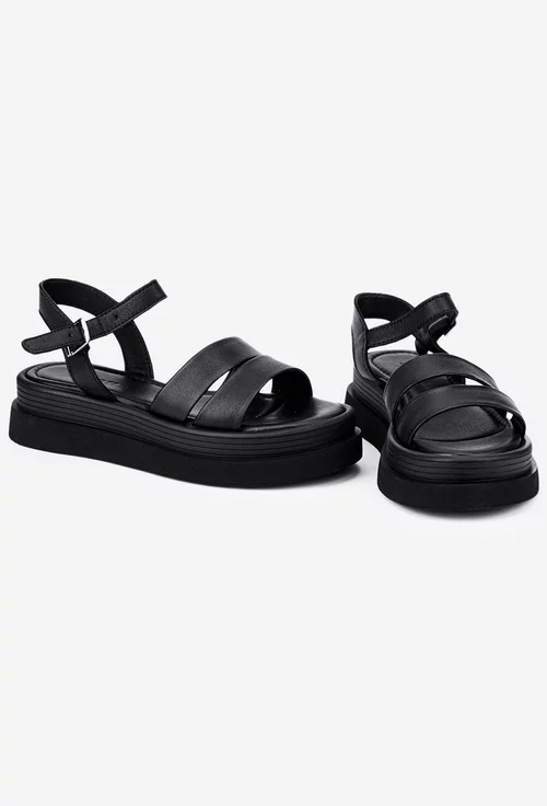 Sandale negre din piele naturala