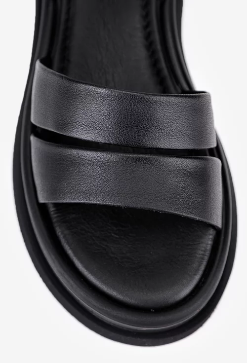 Sandale negre din piele naturala