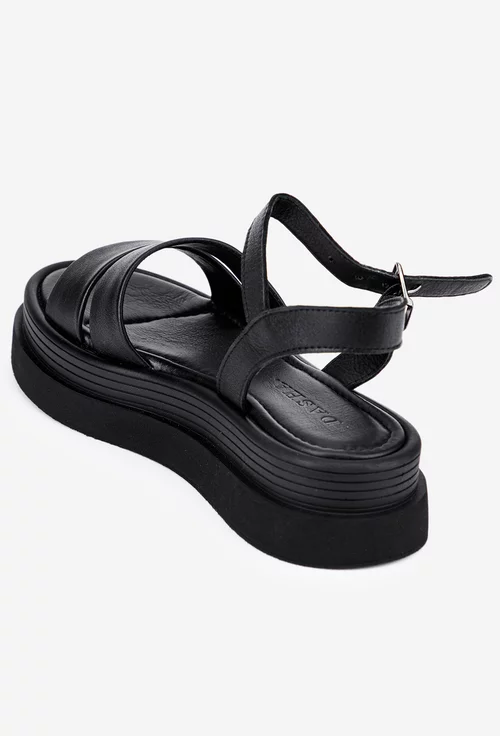 Sandale negre din piele naturala