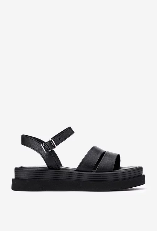 Sandale negre din piele naturala