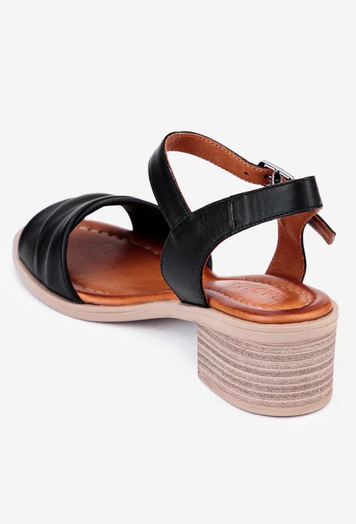 Sandale negre din piele naturala