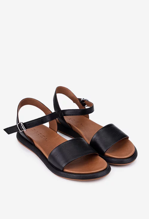 Sandale negre din piele naturala
