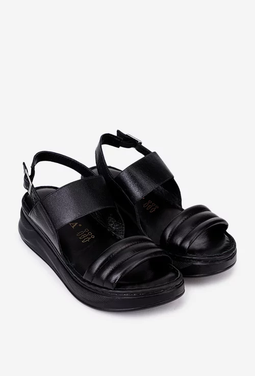 Sandale negre din piele naturala