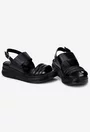 Sandale negre din piele naturala