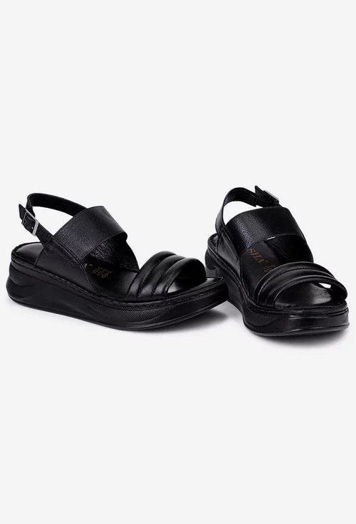 Sandale negre din piele naturala