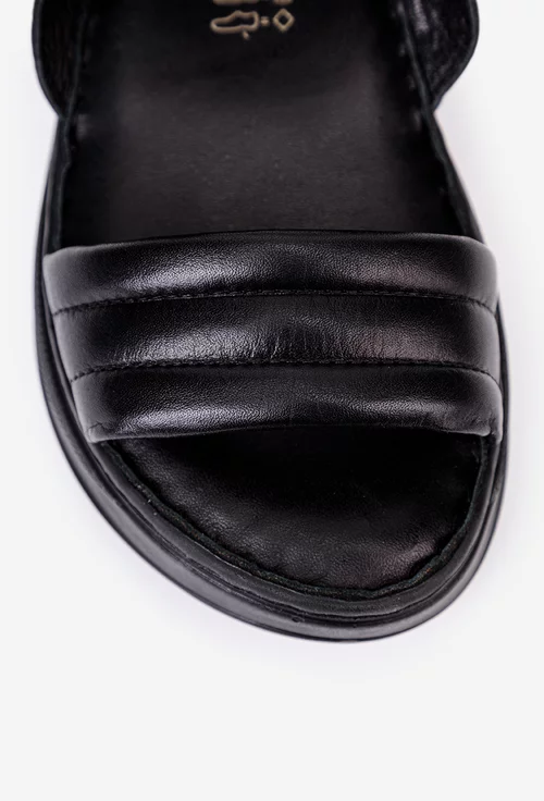 Sandale negre din piele naturala