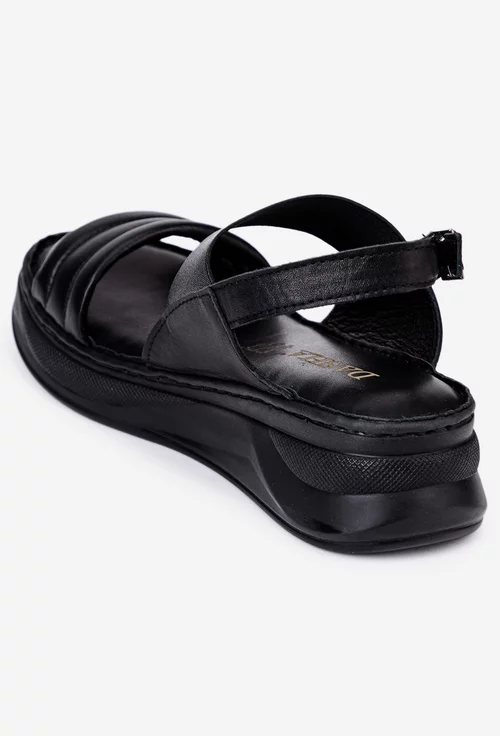 Sandale negre din piele naturala