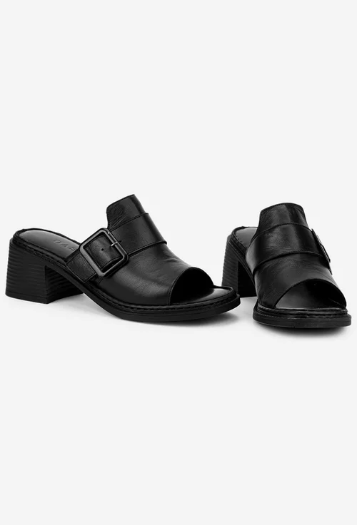 Sandale negre din piele naturala