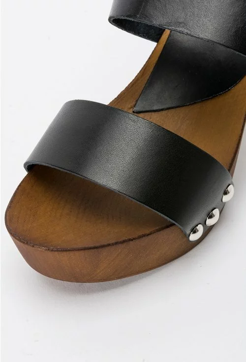 Sandale negre din piele naturala Athena