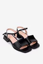 Sandale negre din piele naturala cu ornament