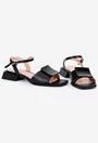 Sandale negre din piele naturala cu ornament
