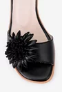Sandale negre NUR din piele cu ornament floare