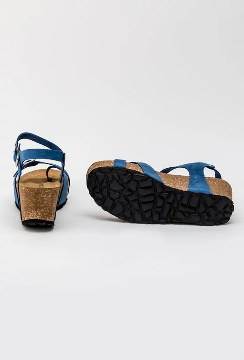 Sandale nuanta albastru electric din piele naturala Rova