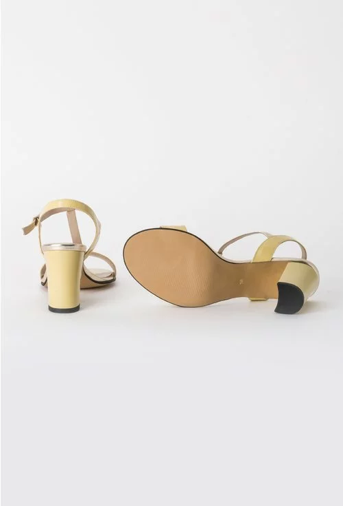 Sandale galbene cu auriu din piele naturala Ines