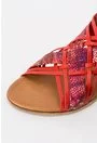 Sandale rosii cu imprimeu multicolor Malena