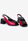 Sandale rosii din piele cu ornament