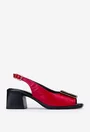 Sandale rosii din piele cu ornament