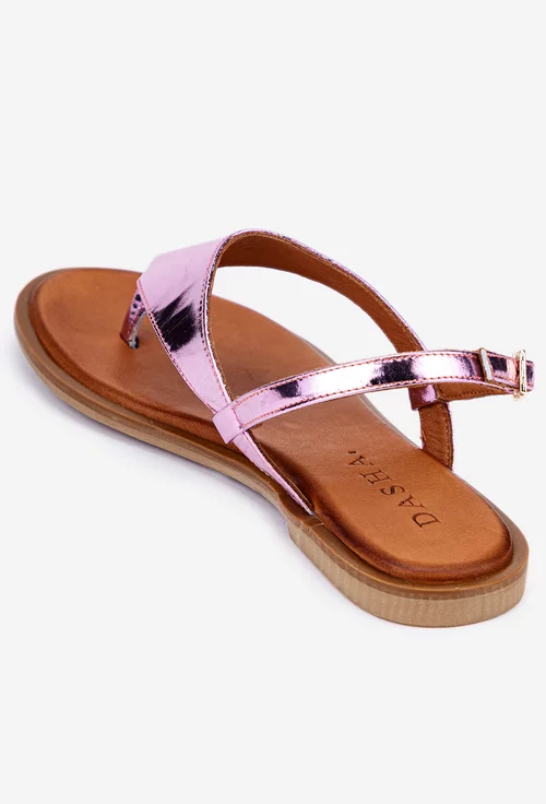 Sandale roz din piele
