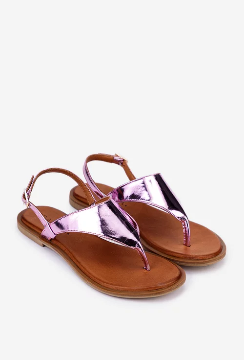 Sandale roz din piele