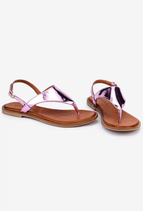 Sandale roz din piele