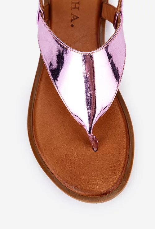 Sandale roz din piele
