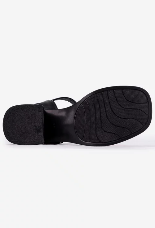 Sandale roz din piele cu varful patrat