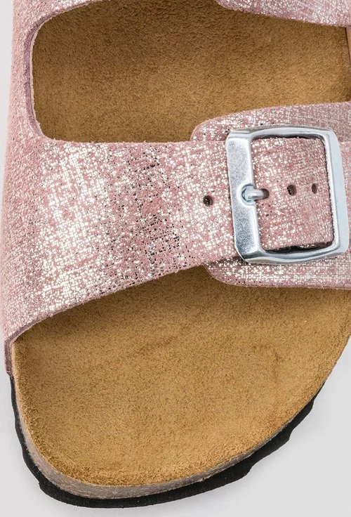 Sandale roz metalizat din piele naturala Amanda