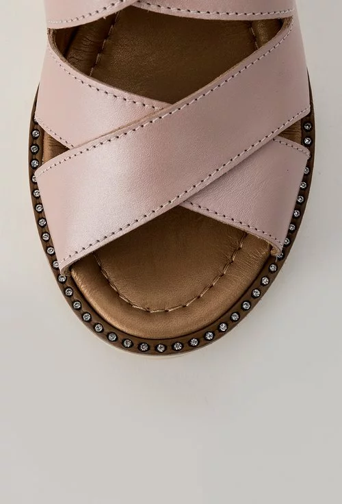 Sandale roz pal cu platforma din piele naturala Liana