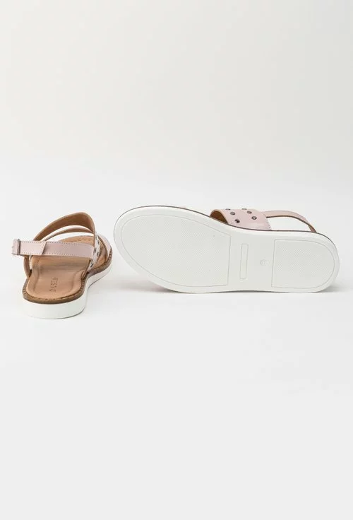 Sandale roz pal din piele naturala cu tinte Anais