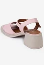 Sandale roz pudra din piele