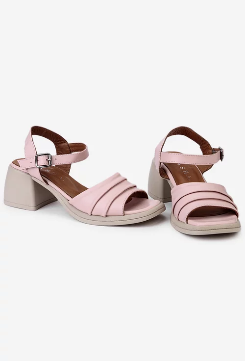 Sandale roz pudra din piele