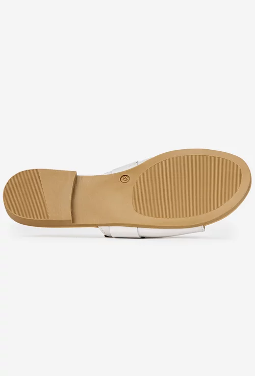 Sandale stil papuc dama albe din piele naturala
