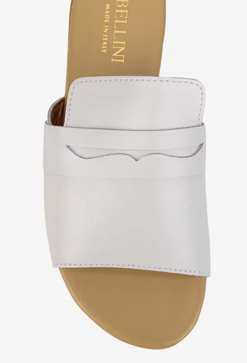 Sandale stil papuc dama albe din piele naturala