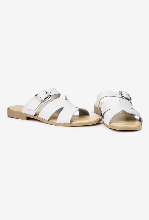 Sandale stil papuc dama din piele alba
